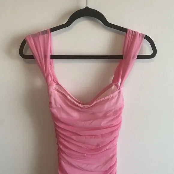 Norma Kamali Pink Walter Ruched Off‎ The Shoulder Fishtail Gown Size XS - Picture 10 of 16